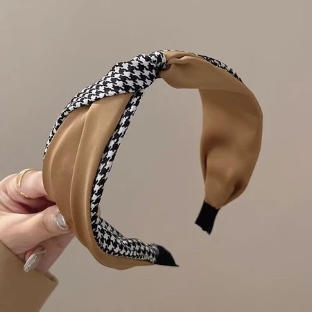 ที่คาดผม Retro Knotted Hair Band แฟชั่นเกาหลี Houndstooth-B